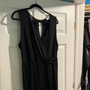 Gilli Black Sleeveless Wrap-Front Jumpsuit with Waist Ring
